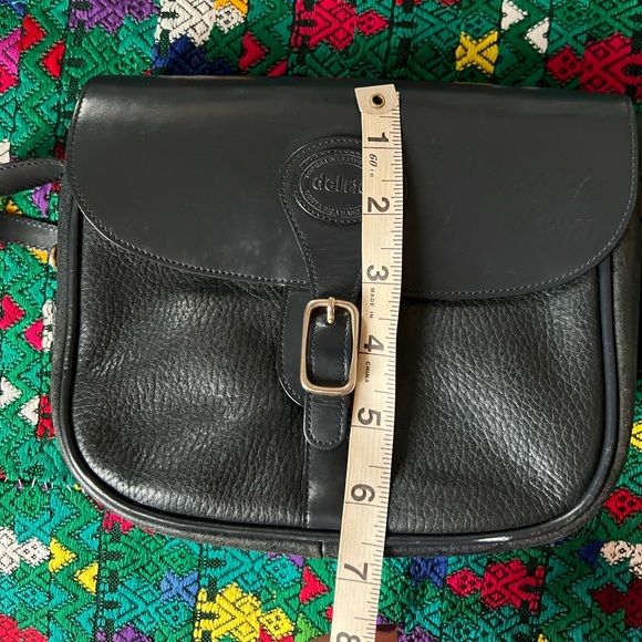 Vintage Del Rio Black Genuine Leather Saddle Crossbody Shoulder Bag - Picture 6 of 16